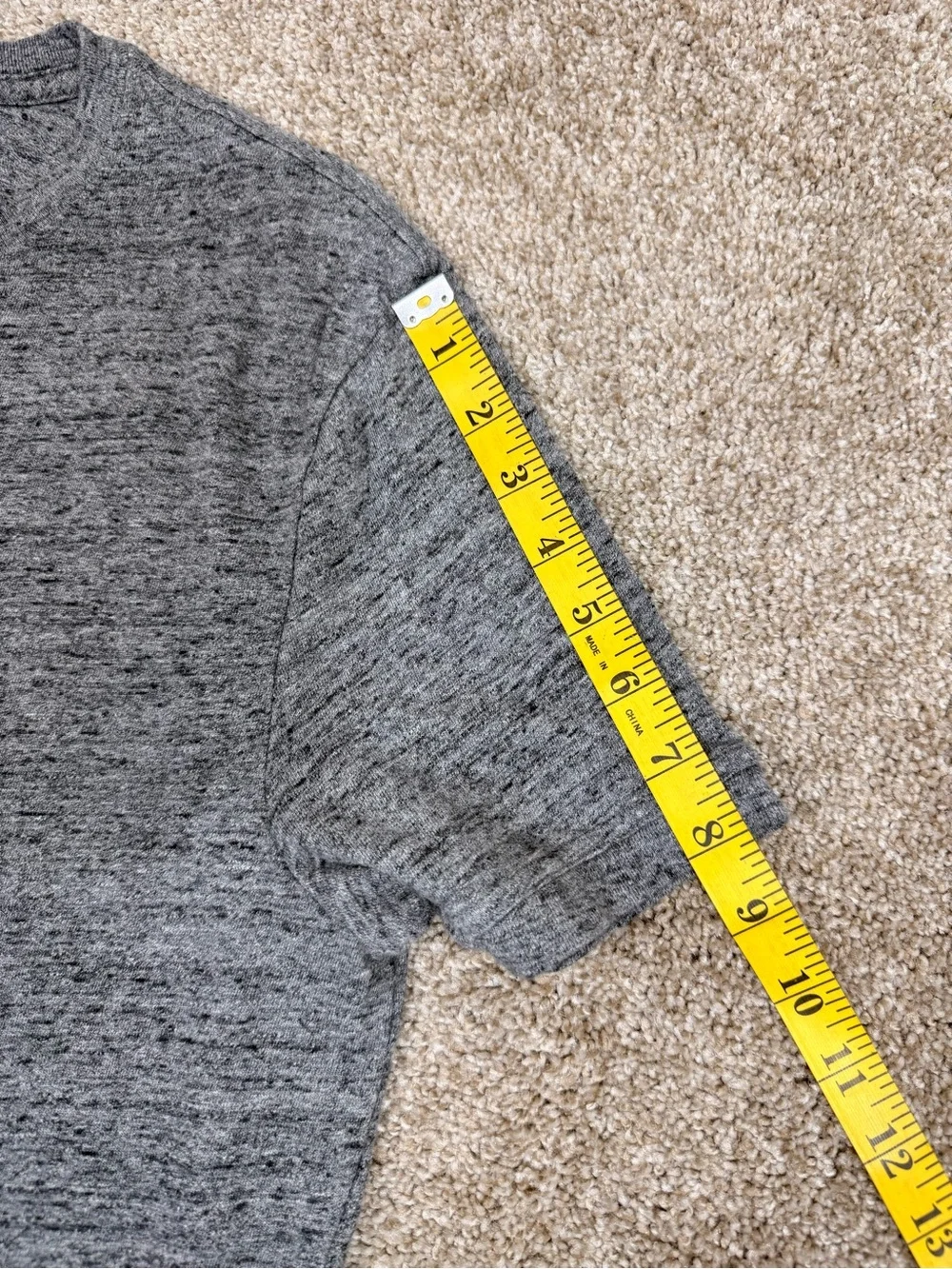 J. Crew Men's M Slub Cotton Heather Gray Short-Sleeve Henley